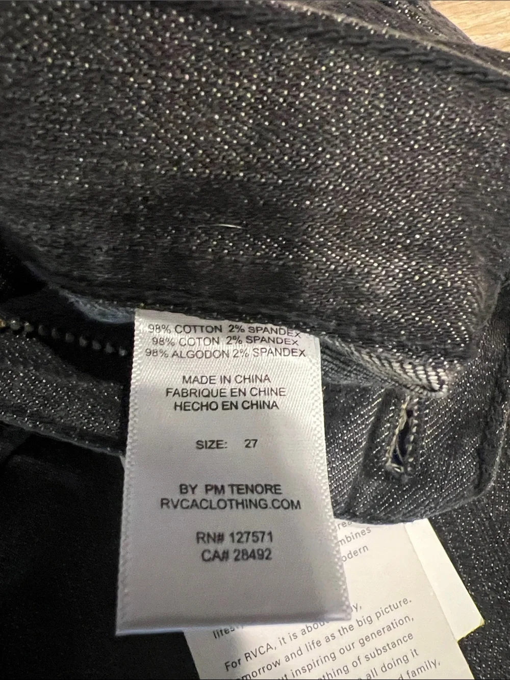 RVCA Women’s Skinny Jeans Rain II Washed Black Size 27 NWT